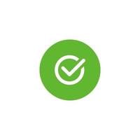 Green Check Mark, Tick Icon in Circle Shape. Vector Illustration