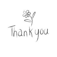 Thank You Hand Lettering. Thank you poster with flower on white background. Vector paper illustration. Typography Design Inspiration.