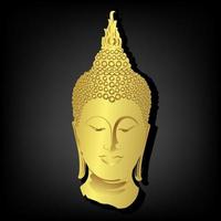 Golden face of  buddha  isolate on black background vector