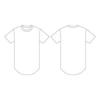 Template curved hem t-shirt vector illustration flat sketch design outline