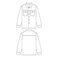 plantilla manga larga camisa de trabajo ilustración vectorial diseño plano esquema colección de ropa