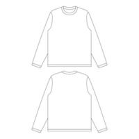 plantilla manga larga camiseta vector ilustración boceto plano esquema de diseño
