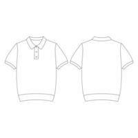 Template short sleeve knit polo shirt vector illustration flat sketch design outline