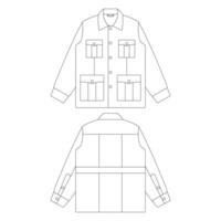 Template safari jacket vector illustration flat sketch design outline