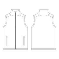 Template full zip sweater vest vector illustration flat sketch design outline