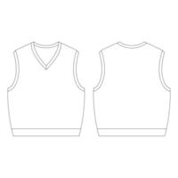 Template v-neck sweater vest vector illustration flat sketch design outline