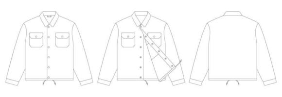 Template shirt jacket vector illustration flat design outline clothing