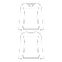 Template v- neck long sleeve football jersey women vector illustration flat sketch design outline