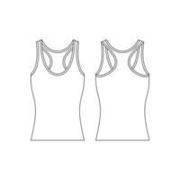 plantilla mujer camiseta sin mangas ilustración vectorial diseño plano esquema plantilla colección de ropa vector