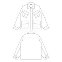 Template jungle fatigue jacket vector illustration flat sketch design outline outerwear