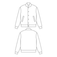 plantilla varsity chaqueta ilustración vectorial diseño plano contorno colección de ropa vector
