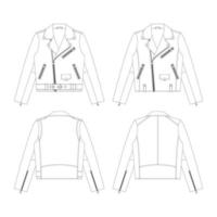 plantilla cuero bicicleta chaqueta vector ilustración diseño plano contorno ropa