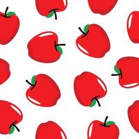 Pattern fruit red apple seamless vector flat design background