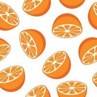 Pattern fruit half orange seamless vector flat design background