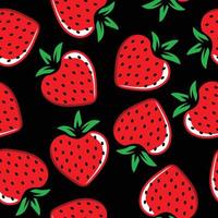 Pattern fruit strawberry seamless vector flat design background