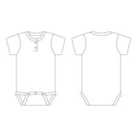 Template baby onesie with button vector illustration flat sketch design outline