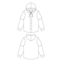 Template baseball jersey over hoodie vector illustration flat sketch design outline