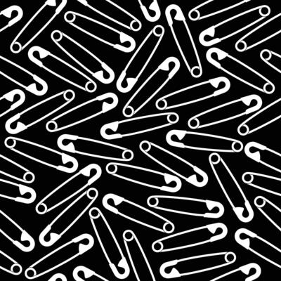 Pattern safety pin vector seamless black and white background