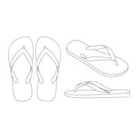 Template flip flops sandals vector illustration flat sketch design outline