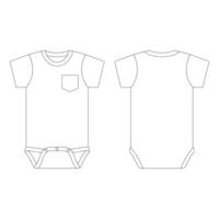 Template pocket baby onesie vector illustration flat sketch design outline