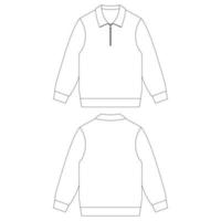 Template half zip pullover sweatshirt vector illustration flat sketch design outline