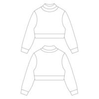 Template cropped turtleneck sweater vector illustration flat sketch design outline