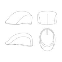 Template breathable flat cap vector illustration flat sketch design outline headwear