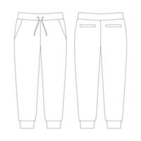 Template jogger sweatpants jetted pockets vector illustration flat sketch design outline