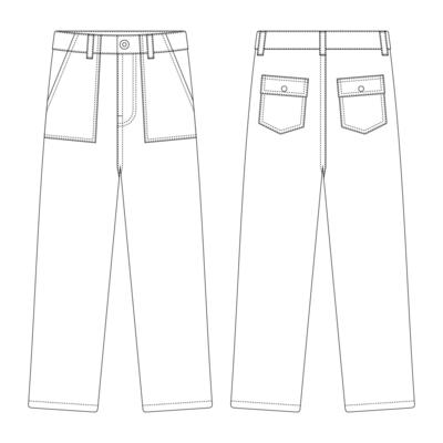 Template regular fit jeans vector illustration flat design outline ...