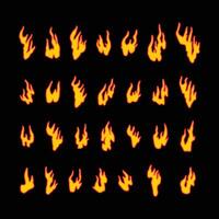 Fire flames set vector icons flat design