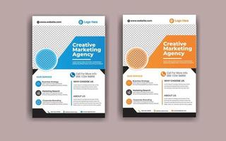 Two business brochure flyer design layout template A4, Template vector design for Magazine, Poster, Corporate Presentation, Portfolio, Flyeri, layout modern in orange blue