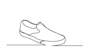 Continuous single line drawing of casual shoes. vector