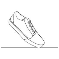 Continuous single line drawing of casual shoes. vector