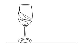 continuous line wine glass vector