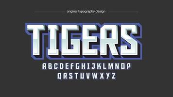 3d chrome and blue outline sports typography vector