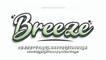tipografía cursiva moderna 3d verde y blanca vector