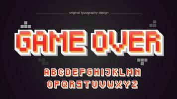 pixel red and white 3d gaming typography vector