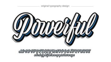 white and blue bold cursive artistic font vector