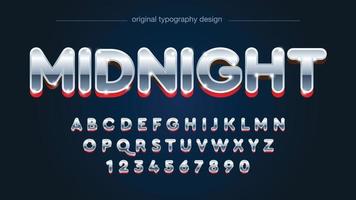 silver and red rounded chrome uppercase typography vector