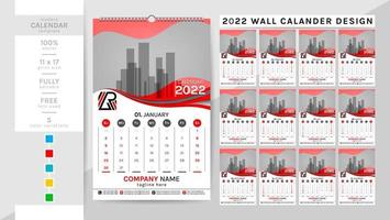 Wall calendar and planner diary template for the year 2022. This creative elegant calendar is a must for your home and office. 2 theme colorwork, black, and others. The 12-page week begins on Sunday. vector