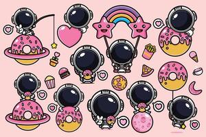 Vector design of cute astronaut characters
