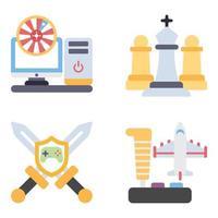 Games Flat icons sets vector