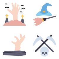iconos planos de halloween vector