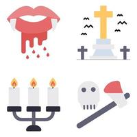 iconos planos de halloween vector