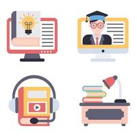 Online Learning Flat icons vector