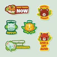 Save Wildlife Animal Sticker Collection vector