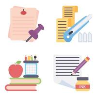 Stationary Flat icons vector