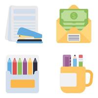 Stationary Flat icons vector