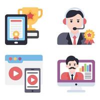 Online Learning Flat icons vector