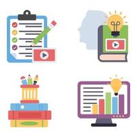 Online Learning Flat icons vector